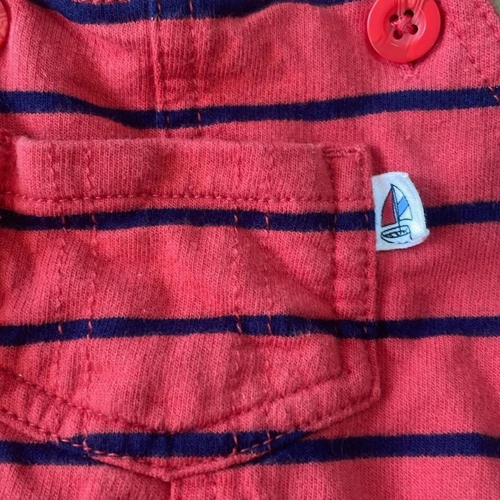 🩷 3/$18 Carter's Red and Blue Overalls Nautical Stripes